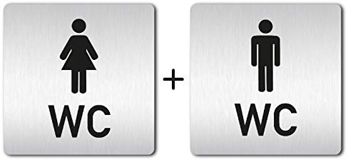 Kinekt3d Leitsysteme - Plaque de porte - Toilettes WC Ensemble - XXL - Panneau de porte - Panneau en aluminium épais de 1,5 mm 125 x 125 mm