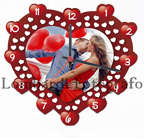 Gi.An Orologio da parete personalizzato con foto art. Cuoricini 24CM x 24CM