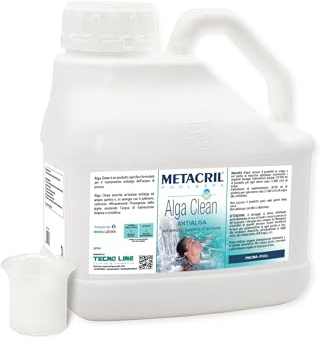 Metacril Alga Clean + Dosatore, Elimina le Alghe, Azione Schiarente - 3 LT | Non schiumogeno, Concentrato, per Piscina