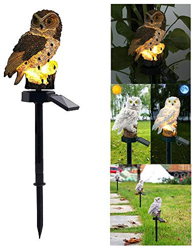 ALLOMN Lámpara solar para césped, lámpara solar para decoración de jardín, impermeable, para camino, césped, patio, jardín, diseño de búho (gris)