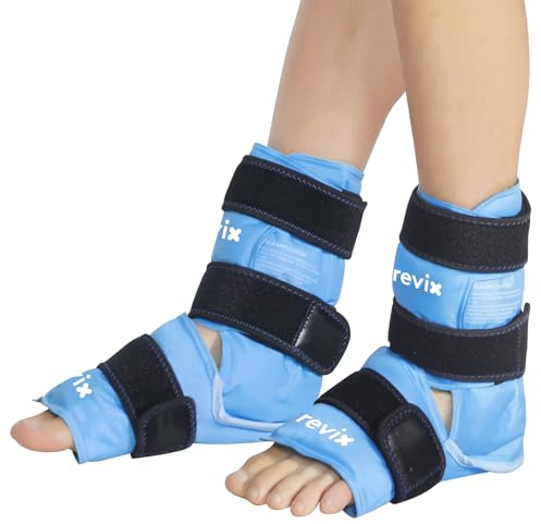 REVIX Poche glace cheville pied, gel flexible réutilisable, Bleu