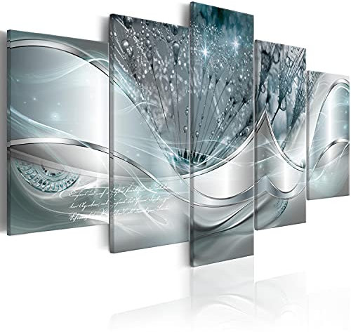 murando Quadro su Vetro Acrilico Astratto Fiori Quadro Moderno Impreso Stampa Immagini Murale Fotografia Decorazione da Parete 5 pezzi Soffione blu grigio