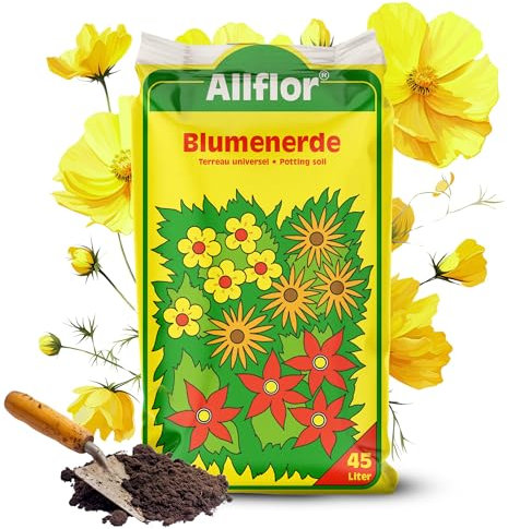 Allflor Blumenerde 1 x 45 L I gebrauchsfertige Universalerde I hochwertige Erde im 45 Liter Beutel I Für alle Balkon- und Zimmerpflanzen geeignet I Enthält alle wichtigen Pflanzennährstoffe