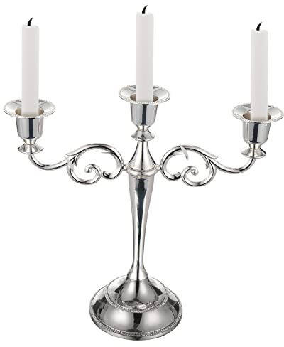 Coolty 3-Armiger Kerzenhalter, Vintage-Kerzenständer, Kerzenhalter für Abendessen, Hochzeit, Party, Heimdekoration, Weihnachtsschmuck (Silber)