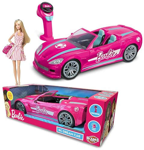 BLADEZ Ferngesteuertes Barbie-Auto Mit Lichtern und 12 km/h Geschwindigkeit - Passend für Zwei Barbie-Puppen in Voller Größe - Offizielles Spielzeug