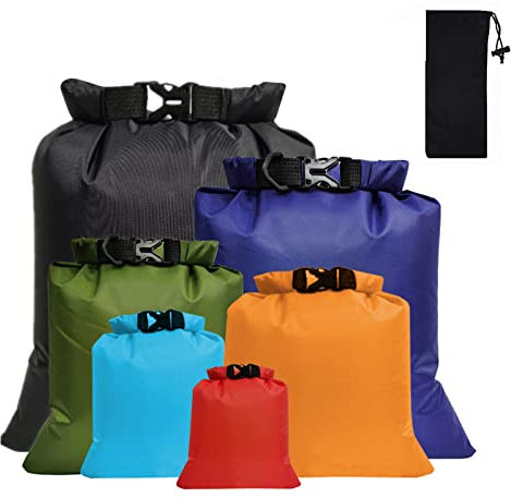 CNMTCCO Waterproof Dry Bag Set 6 Pcs,Lightweight Drybag Canoe Bags with 1.5L, 2.5L, 3L, 3.5L, 5L, 8L Waterproof Bag for Kayaking Rafting Boating Hiking Camping Travel Backpacking