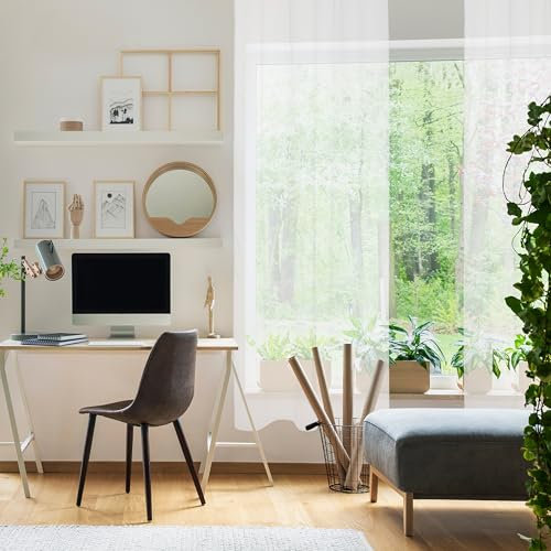 Blindecor | Cortina Visillo Semitranslúcida | Fácil Colocación con Ollaos Metálicos | Medidas de 140x260 cm | Cortina Moderna para Salón y Dormitorio | Modelo Loto | Color Blanco