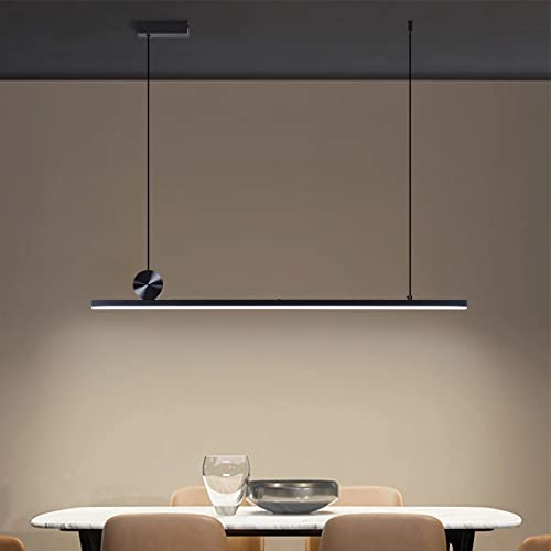 LED Pendelleuchten Esszimmer Esstischlampe dimmbar Hängeleuchte mit Fernbedienung pendellampe höhenverstellbar Moderne wohnzimmer hängend für büro esszimmer Wohnzimmer Küche Lampe (Schwarz, L118cm)