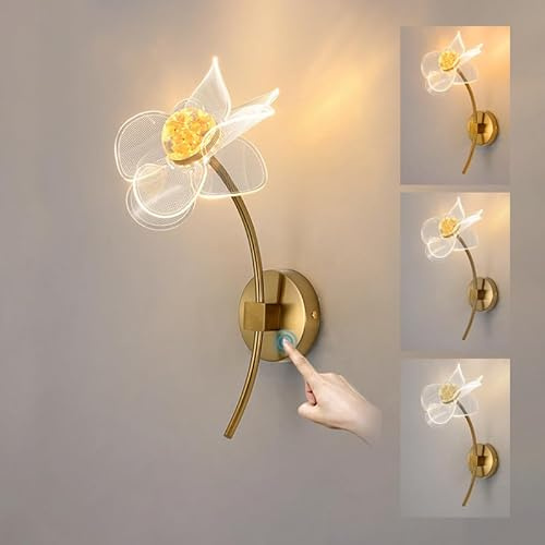 12W LED Innen Wandleuchte Touch Control Wandlampe Dimmbar Nachttischlampe Modern Blumen formen Wandbeleuchtung für Schlafzimmer Wohnzimmer Nachttisch Kinderzimmer Büro Flur Treppenhaus Lampe (B)