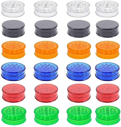 24 Pack Herb Grinder, 2.3in Small Spice Grinder With Storage, Portable And Disposable Plastic Grinder, Mix
