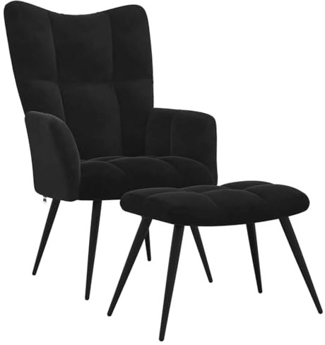 vidaXL Relaxsessel mit Hocker Fernsehsessel Sessel Polsterstuhl Stuhl Relaxstuhl Polstersessel Armsessel Ohrensessel Wohnzimmer Schwarz Samt