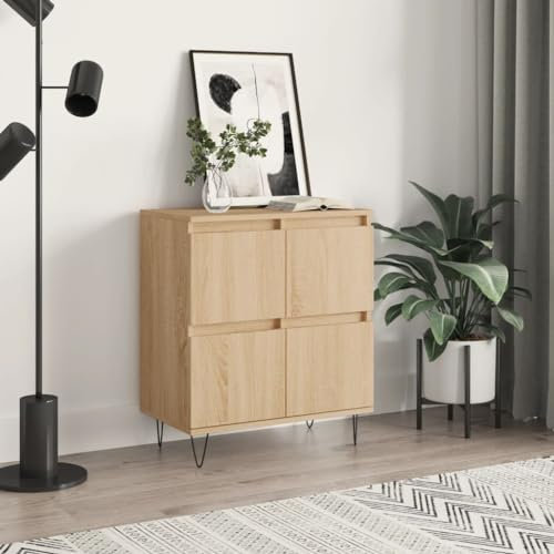 Higsose Sideboard Sonoma-Eiche 60x35x70 cm Holz Sideboard Schlafzimmer Kommode Schubladen Comoden Schrank Komodenschrank Schmal Kommoden Schrank Kommode