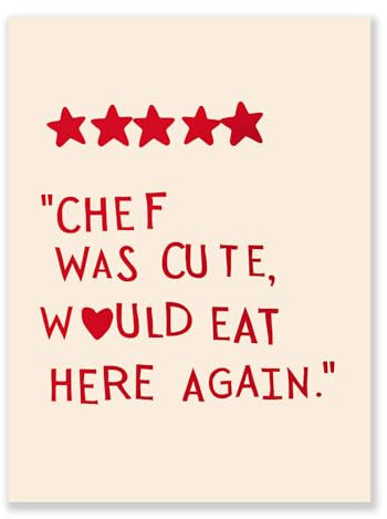 CLFORLORGN Minimalistisches, ästhetisches Poster, niedliche lustige Küchenzitate, Wandkunst, Herz, Leinwanddruck, Chefkoch Was niedliches Bild für Zuhause, Küche, Esszimmer, Wanddekoration, 30,5 x