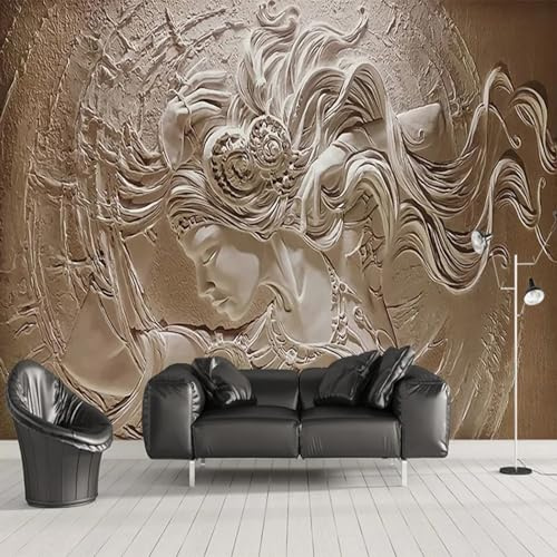 KoKoty Fototapete 3d effekt Schöne Frau im Reliefstil-300 x 250 cm-Seide Tapeten Wandtapete XXL Moderne Wanddeko Design Wand Dekoration Wohnzimmer Schlafzimmer Büro Flur