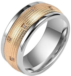 ANAZOZ Ringe für Herren Edelstahl, Trauringe mit Gravur Personalisiert Größe 62 (19.7) Drehring Breit 10 mm mit Zirkonia