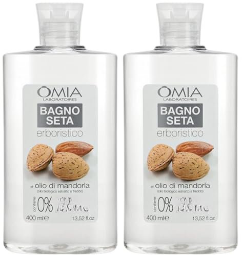 Bagno Seta Erboristico, All'Olio Di MANDORLA, Olio Biologico Estratto a Freddo. 0% Sapone, Sles e Peg 400ml (2 Flaconi)