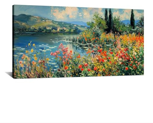 HNKDKJ Claude Monet Drucke Galerie Leinwand Kunst Poster Seerosen Leinwand Wandkunst Vintage Kunstwerk Monet Bilder 30x60cm/12x24 Zoll–Innenrahmen