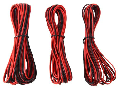 Kruluuvia 3PCS 2 Pin 12V 5M Electrical Wire 22/20/18AWG LED Strip Extension Cable for Speakers Audio Battery Connector