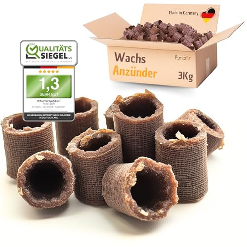 Panteer ® Wachs Kaminanzünder Grillanzünder 3kg – NEU! Holzwolle Alternative für Kamin & Grill Umweltfreundlich & rauchfrei Kohleanzünder aus Wachs & Leinen, Made in Germany