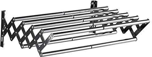 50cm-77cm Retractable Foldable Wall Mounted Clothes Airer Drying Rack Bathroom Tower Bar Stainless Steel Dryer Rail for Laundry Room Indoor Outdoor Use