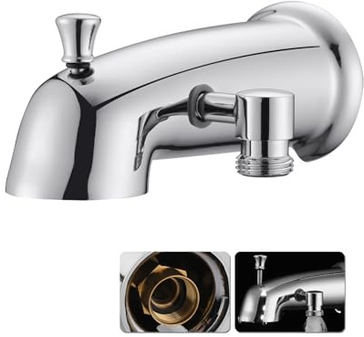 RAINREVIVE All Metal Tub Spout with Diverter for Hand Held Shower, Fits 1/2 or 3/4 IPS Bathtub Faucet with Shower Diverter, Chrome