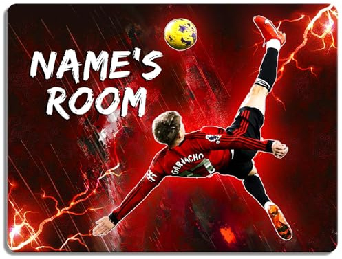 Personalised Garnacho Bedroom Door Sign Football Legend Room Name Plaque Children's Boys Manchester Football Player Kids Birthday Gift NLD50