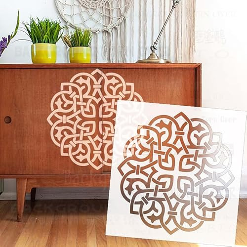 Mandala-Schablonen für Wände an der Wand, 50 cm, zum Bemalen, Malen, Dekoration, große Möbel, wiederverwendbar, dekorativ, tragbar, Ziegelputz, 50 cm