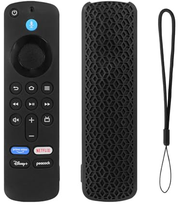 KNOXS Silikon Schutzhülle Hülle Kompatibel mit Amazon Fire TV Stick 4K 2nd Gen, Stoßfeste,rutschfest,staubdichte Leichte Silikon-Fernbedienung Hülle Case (Schwarz)