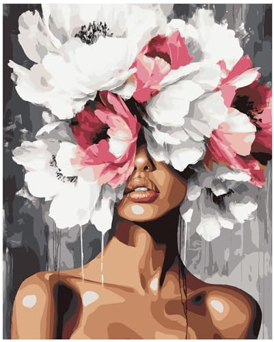 Malen nach Zahlen Erwachsene,Paint by Numbers Frauen Blumen - 40x50cm