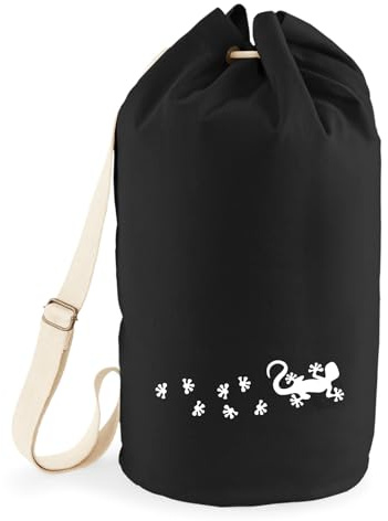 Huuraa Seesack Gecko Tapsen 20 Liter Black Baumwolle Rucksack Geschenkidee