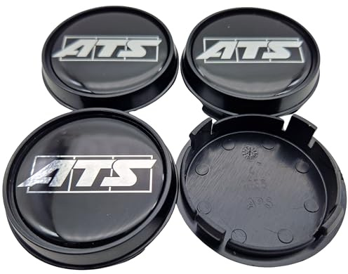 4X ATS Cup Nabendeckel 56mm Schwarz Glanz (N1056) Logo Silber (ATG) - Original Felgendeckel/Nabenkappe/Hubcap