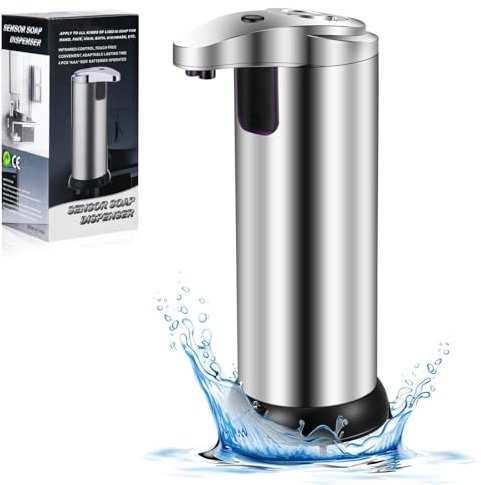 Dispensador de Jabón Automático con Sensor, 280ml Sin Contacto, Funcionamiento a Pilas, Dosificador de Jabón de Mano para Baño y Cocina, Higiénico y Fácil de Usar