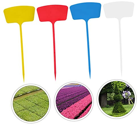 TOYANDONA 20 Stück Gartenbeschriftungsschilder Wiederbeschreibbare Gartenetiketten Große Pflanzenschilder Weiß Rot Gelb Blau für Garten und Park