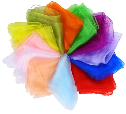 Tweruna 12 Pcs Large Juggling Scarves,Colorful Sensory Scarves for Juggling Games, Dance, Festivals and Party Activities(23.6 * 23.6 Inch)