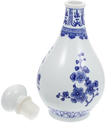 Hoement Thick Ceramic Wine Bottle with Traditional Chinese Pattern Multi Use Sake Jug and Storage Container for Private Gatherings Family and Friends Easy to Clean White Porcelain Wine