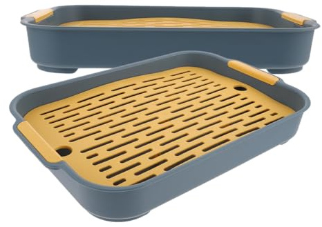 KOMBIUDA 2 Stück-Pack Rechteckige Kleintier Toilette Aus Kunststoff Kompakt Und Kippsicher Kaninchen Und Meerschweinchen Trainings Toilette Für Zuhause Und Büro