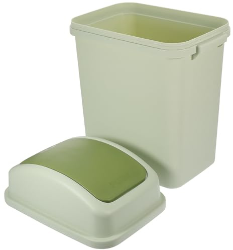 Holibanna Cubo Basura Grande con Tapa Abatible Diseño Oscilante Capacidad Amplia Plástico Resistente Color Verde para Baño y Cocina Estrecho para Espacios Reducidos
