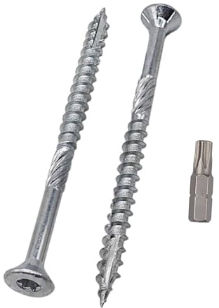 SKIR'CO (20 pièces) Vis à bois en acier zingué 6,0 x 80 mm, tête fraisée Torx, type 17, vis pour panneaux de particules, partiellement filetées