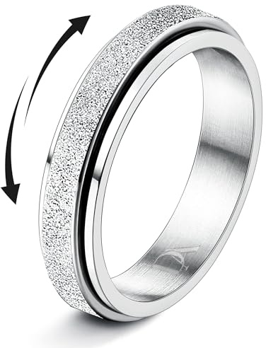 Diamday ångestringar spinner ringar för stress ångestlindring fidget band ringar för kvinnor män, Rostfritt stål