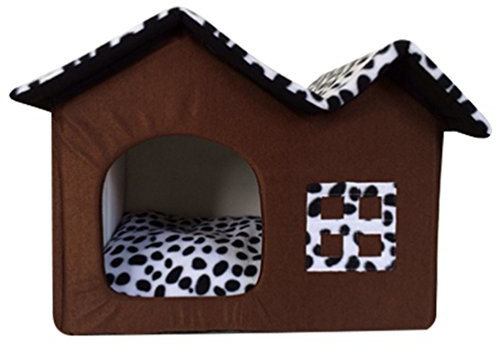 LvRao Haustier Haus Hund Katze Bett Höhlenbett Faltbar abnehmbar Klein Hundehaus Hundehöhle Kuschelhöhle (Kaffee, S)