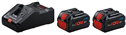 Bosch Professional 18V System Akku Starter-Set: 2x ProCORE18V 8.0Ah Akku + Schnellladegerät GAL 18V-160 C + Connectivity-Modul GCY 42