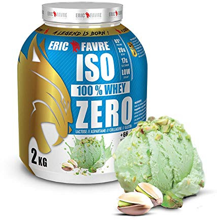 ISO WHEY ZERO 100% Pure Protein - Pure Whey Protein Isolate es sabroso y sirve para ganar masa muscular - Rápidamente asimilable - 2 kg - Laboratorio Francés Eric Favre (Pistacho)