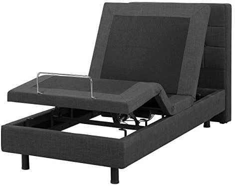Säng 90 x 200 cm Elektrisk Ställbar Fjärrkontroll Mörkgrå Duke