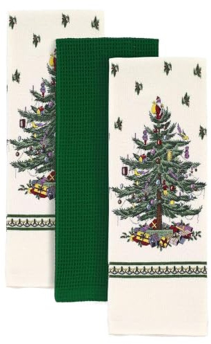Avanti Linens Christmas Tree Spode Weihnachtsbaumküche, Baumwolle, Mehrfarbig, 3pc Kitchen Towels