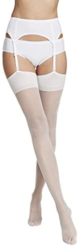 VENEZIANA NUOVA Calze Reggicalze Donna 15 DEN – Calze Nylon Velate Eleganti per Reggicalze, Effetto Opaco con Punta Rinforzata, Elastiche e Resistenti, Made in Italy, Bianco S