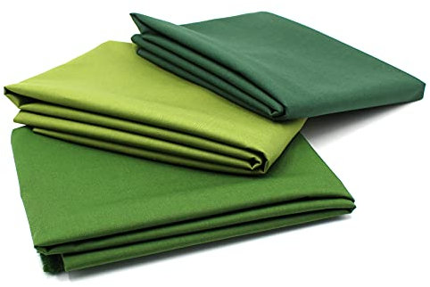 VmG-Store 3x 0,5m Baumwollstoff Set 148cm Breite 100% Baumwolle 3,5m Material Auswahl viele Farben Patchwork (Grüntöne, 3er Set)