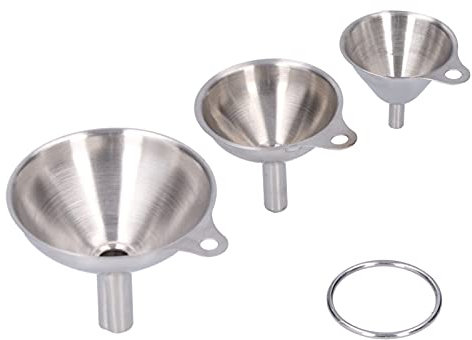 Imbuto piccolo da 3 pezzi, imbuto per olio in acciaio inossidabile Mini imbuto da cucina Imbuto per birra in metallo per ingredienti, polvere, liquido
