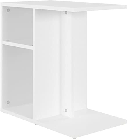 vidaXL Beistelltisch mit Stauraum Couchtisch Wohnzimmertisch Sofatisch Kaffeetisch Teetisch Tisch Wohnzimmer Weiß 50x30x50cm Holzwerkstoff