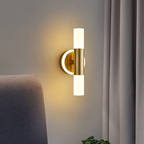 LANMOU LED Wandleuchte Innen 2 Flammig, Up and Down Wandlampe Gold 3000K 9W, Dekoration Schlafzimmer Nachttisch Wandbeleuchtung Wohnzimmer Wandleuchten Modern Flurlampe
