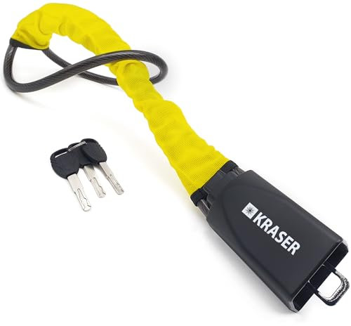 KRASER KR882Y Steering Wheel Lock Seat Belt Anti-theft Device, More Visible Flexible Steel Cable Loop Hitch, Universal Inmovilitzer Anti Theft Lock Device for Vehicle Car, Truck, Van, Motorhome Camper